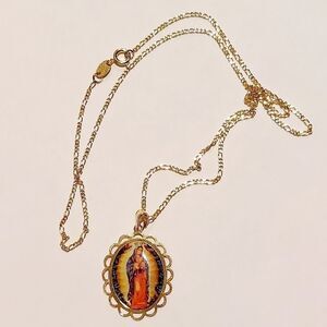 Women's 18kt Gold plated chain with Virgin pendant